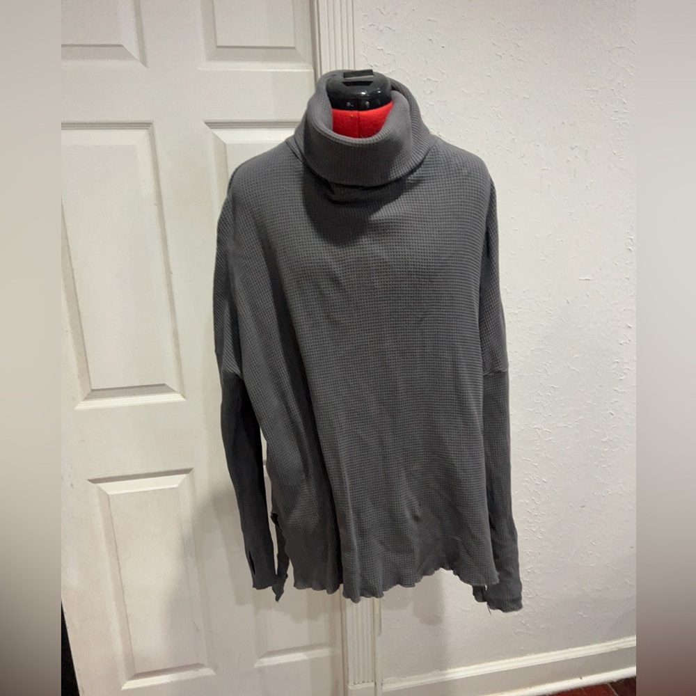 Gray Cowl Neck Sweater with Relaxed Fit